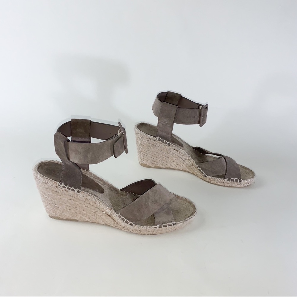 Vince Stefania grey suede espadrille wedge sandals